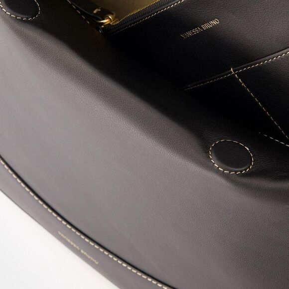 VANESSA BRUNO Leather Shoulder Bag Women BLACK Crossbody - Picture 3 of 4